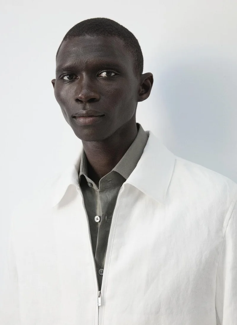 Mango Man  100% linen jacket with pockets for Men | Best Price UAE