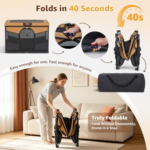 LOOBANI Foldable Dog Playpen for Small Dogs- Indoor/Outdoor Puppy Playpen with Removable Washable Fabric Enclosure, Sturdy Steel Frame & 690D Oxford Cloth,Portable Crate for Puppies & Cats,32"x24"x22" - Image 5