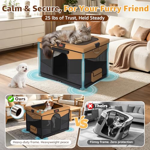 LOOBANI Foldable Dog Playpen for Small Dogs- Indoor/Outdoor Puppy Playpen with Removable Washable Fabric Enclosure, Sturdy Steel Frame & 690D Oxford Cloth,Portable Crate for Puppies & Cats,32"x24"x22" - Image 2