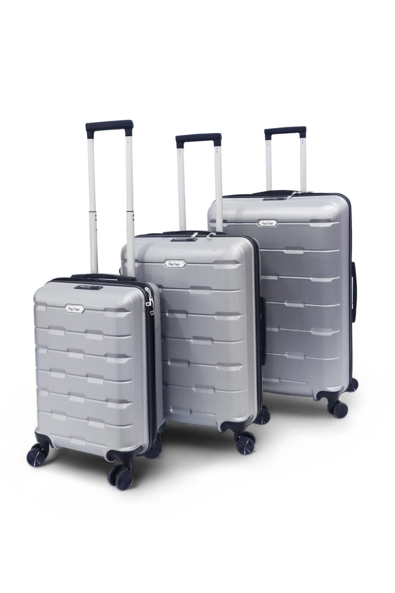 بيج ديزاين طقم حقائب سفر مكوّن من 3 قطع، مقاسات 20 بوصة و24 بوصة و28 بوصة، مزوّد بقفل TSA، مصنوع من هيكل ABS خفيف الوزن، حقيبة ترولي صلبة، عجلات دوّارة 360°، مناسب لكابينة الطائرة والحقائب المحمولة – صنع في تركيا - Image 2