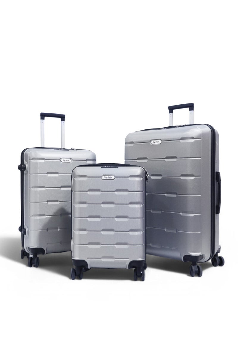 بيج ديزاين طقم حقائب سفر مكوّن من 3 قطع، مقاسات 20 بوصة و24 بوصة و28 بوصة، مزوّد بقفل TSA، مصنوع من هيكل ABS خفيف الوزن، حقيبة ترولي صلبة، عجلات دوّارة 360°، مناسب لكابينة الطائرة والحقائب المحمولة – صنع في تركيا - Image 1