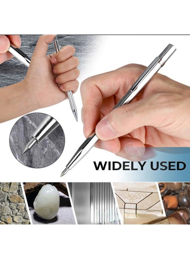 Walfront 1pc Scriber Pen Diamond Glass Cutter Scriber Tungsten Steel Tip Engraver Pen Glass Cutting Tool for Glass Ceramic Plate(Silver) - Image 3