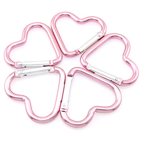 Lind Kitchen 10pcs Heart-Shaped Aluminum Snap Hook Clip Key Holder, Keychain Clip (Light Pink) - Image 1