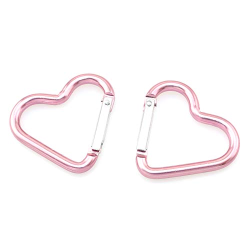 Lind Kitchen 10pcs Heart-Shaped Aluminum Snap Hook Clip Key Holder, Keychain Clip (Light Pink) - Image 2