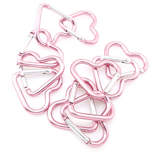 Lind Kitchen 10pcs Heart-Shaped Aluminum Snap Hook Clip Key Holder, Keychain Clip (Light Pink) - Image 5