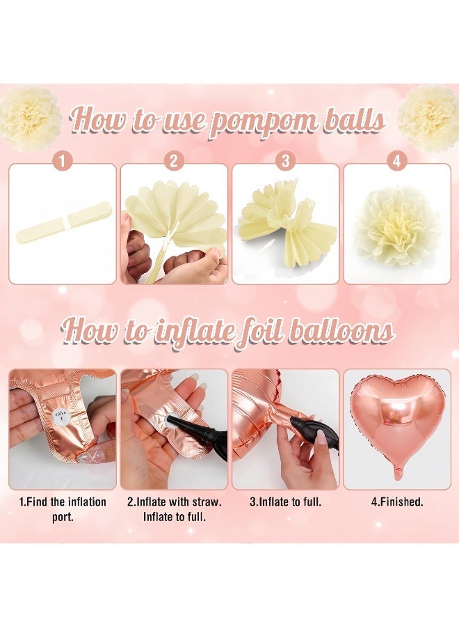 Balloon World 42-Pack Rose Gold Series Bride to Be Decorative - Includes Bride to Be, a bow, a diamond ring, heart-shaped foil balloons, decorative balls, a rain curtain, and latex balloons. For Bachelorette Party Decorations, Bridal Shower, Party Decor and Supplies - Image 5