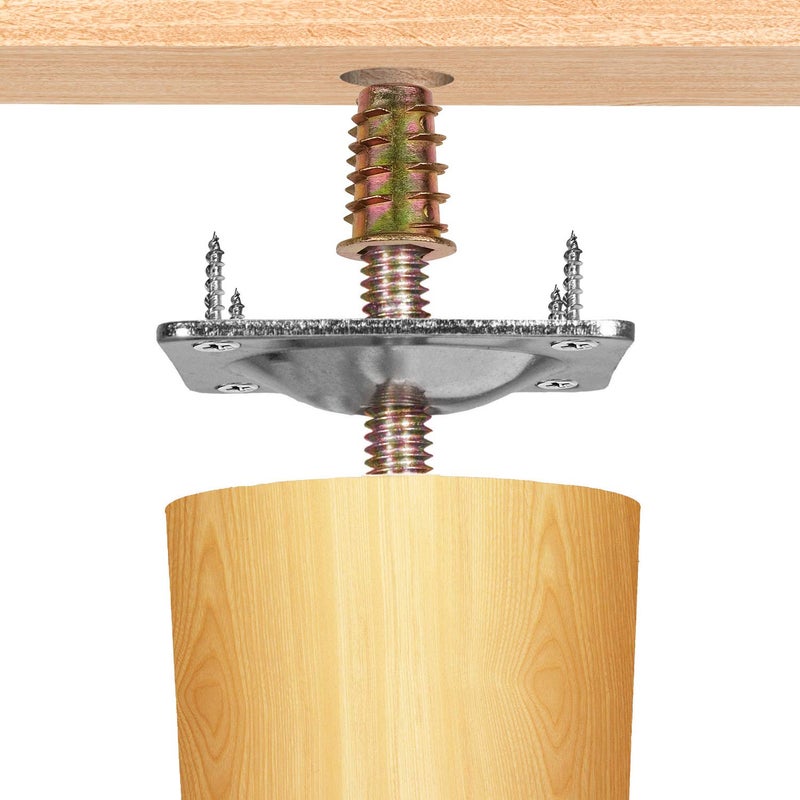 Anwenk Leg Mounting Plates, Furniture Leg Attachment Plates Industrial Strength T-Plate 5/16" (M8) Sofa Legs with Hanger Bolts,Screws,Strengthen Weak Furniture Repair Damaged Sofa Couch Seat,Set of 4 - Image 5