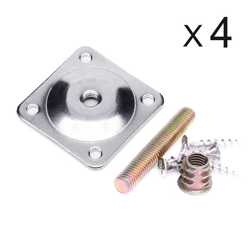 Anwenk Leg Mounting Plates, Furniture Leg Attachment Plates Industrial Strength T-Plate 5/16" (M8) Sofa Legs with Hanger Bolts,Screws,Strengthen Weak Furniture Repair Damaged Sofa Couch Seat,Set of 4 - Image 3