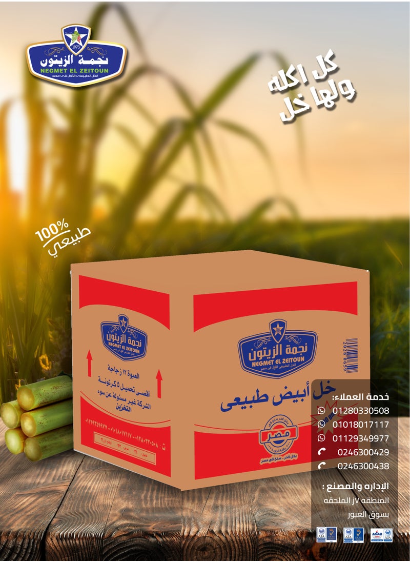نجمة الزيتون خل أبيض طبيعي - 900 مللي - كرتونه  - Image 1