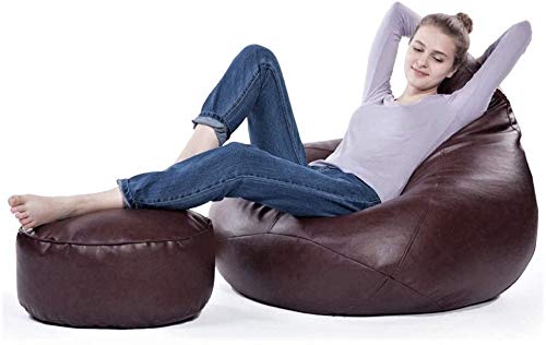 LEXAVI LEXAVI XXXL Combo Prefilled BeanBag with Footstool Density Beans Colour Brown  - Image 2