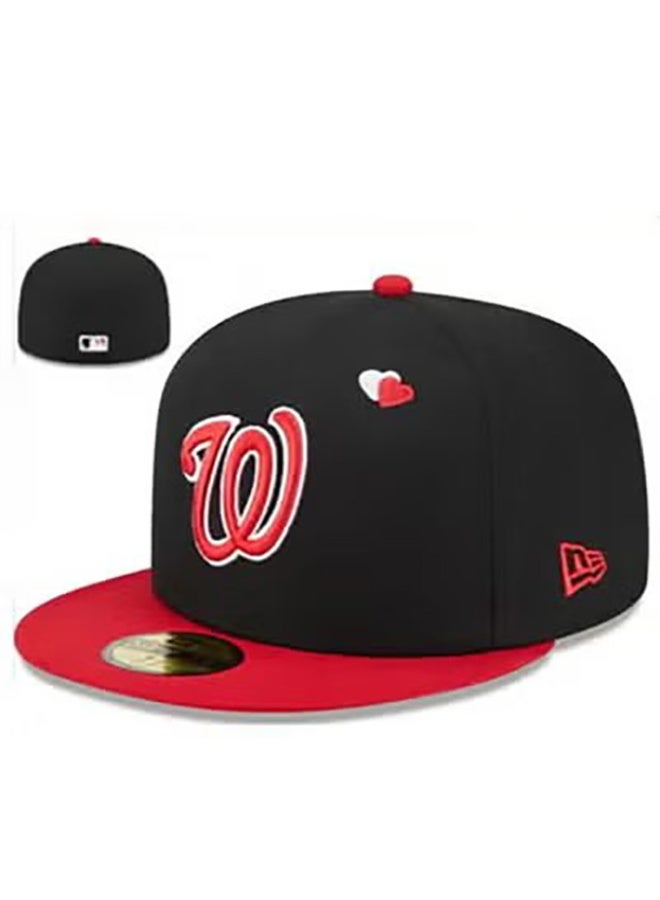 NEW ERA قبعة بيسبول جديدة من واشنطن ناتشونالز باللونين الأسود والأحمر مع عنصر القلب 55.8 سم