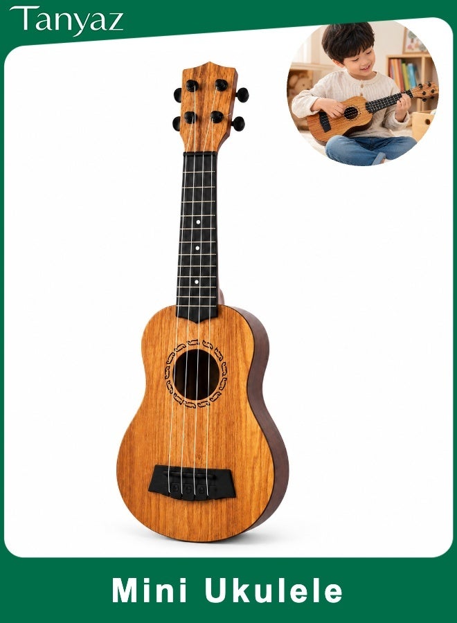 Tanyaz Mini Ukulele Toy, 4 String Play Guitar, Natural Wood Color Musical Instrument Toy, Cute Music Toy for Kids, Home Play, Classroom Activities, Gift Choice (38 CM) - Image 1