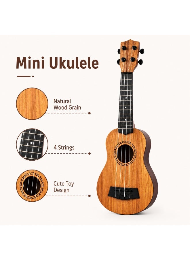Tanyaz Mini Ukulele Toy, 4 String Play Guitar, Natural Wood Color Musical Instrument Toy, Cute Music Toy for Kids, Home Play, Classroom Activities, Gift Choice (38 CM) - Image 2