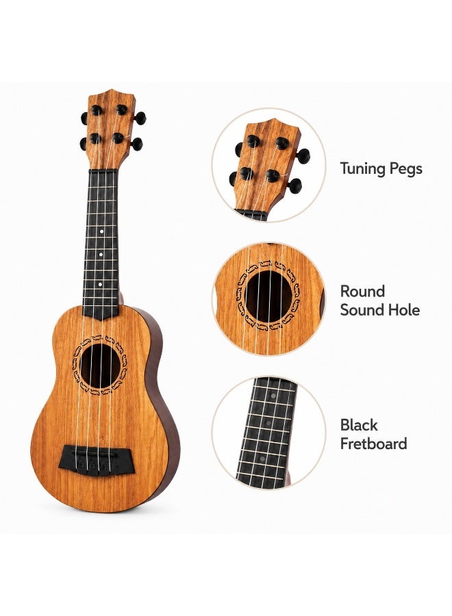 Tanyaz Mini Ukulele Toy, 4 String Play Guitar, Natural Wood Color Musical Instrument Toy, Cute Music Toy for Kids, Home Play, Classroom Activities, Gift Choice (38 CM) - Image 4