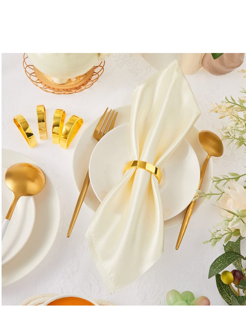 MIXDE Stainless Steel Napkin Rings Metal Napkin Ring Holders Modern Ring Holder Serviette Buckles Metallic Adornment for Table Settings Kitchen Dinner Party Wedding  - Image 5