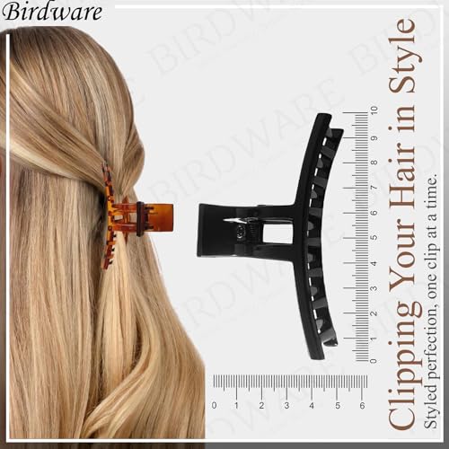 BIRDWARE Plain Big Size Round-shape Multi Color Acrylic Material Stone Butterfly hair Clips For Women (Pack of 3, Black color) | hair clutchers | hair claws (Black & Shell) - Image 3