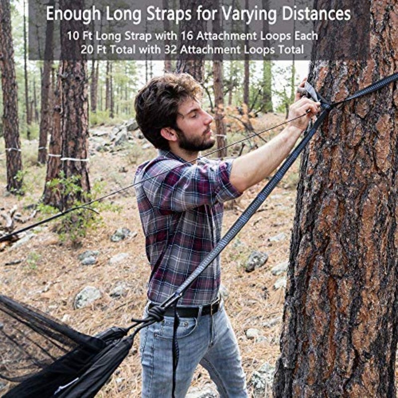 Hammock Camping with Rain Fly Tarp and Net, Portable Camping Hammock Double Tree Hammock Outdoor Indoor Backpacking Travel and Survival, 2 Tree Straps, 100% Waterproof - Image 4