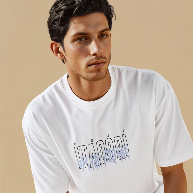 سبلاش فيڤ تيشيرت بطباعة يوجي إيتادوري بياقة دائرية - Image 4