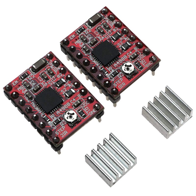 Eoutstanding 2PCS A4988 StepStick Stepper Motor Driver Module with Heat Sink for Reprap 3D Printer CNC Machine Robotics - Image 1