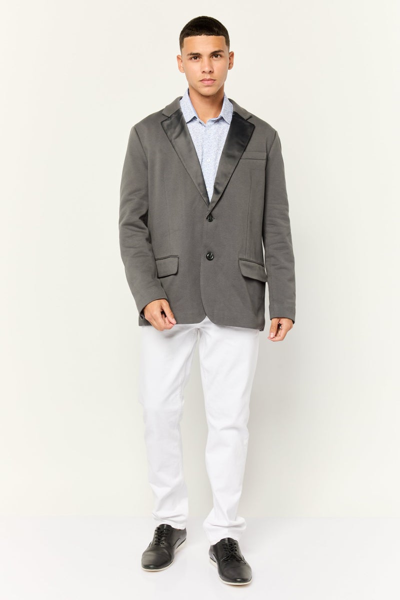 ESPRIT Men Regular Fit Solid Semi-Formal Blazer, Dark Grey  - Image 4