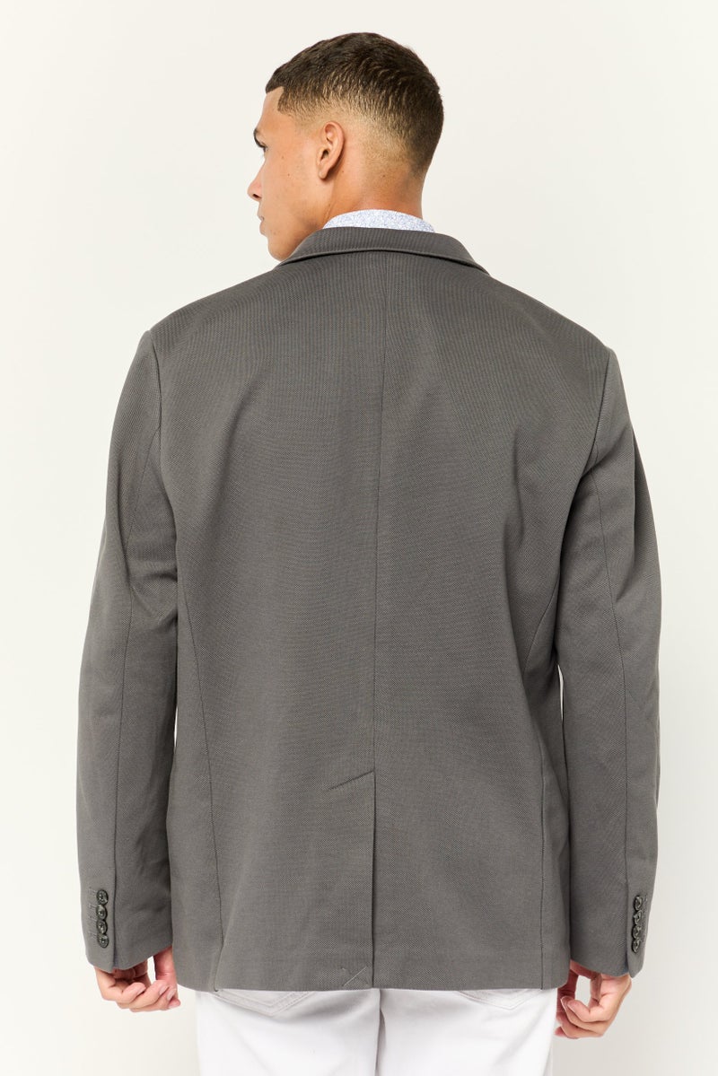 ESPRIT Men Regular Fit Solid Semi-Formal Blazer, Dark Grey  - Image 2