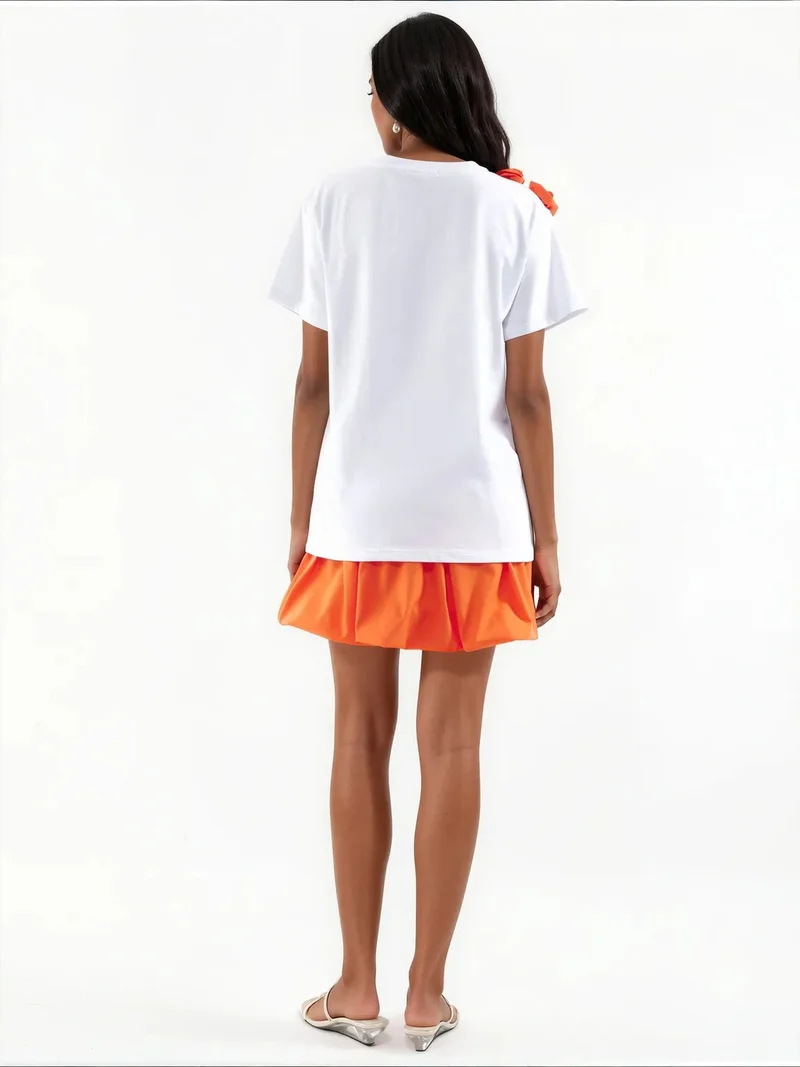 Jennyfer Bright Orange Cotton Two-Piece Coord for Women | Best Price UAE