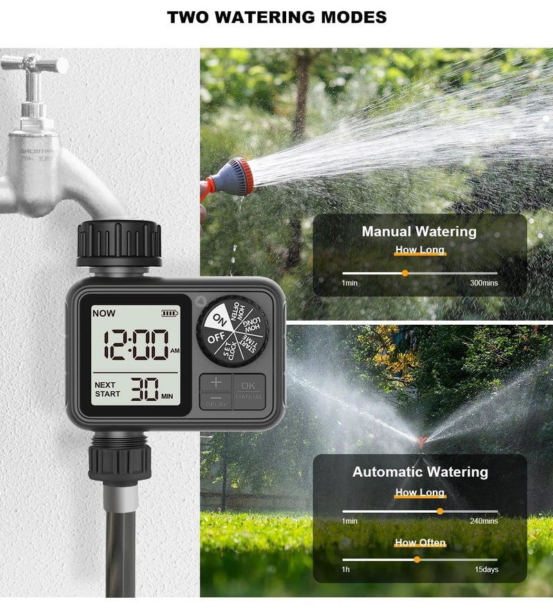 Pinolex Garden Automatic Irrigation Water Timer System Controller Drip Irrigation Water Timer Digital Fully Automatic Programmable Dripper Dial Button Operation Timer - Image 2