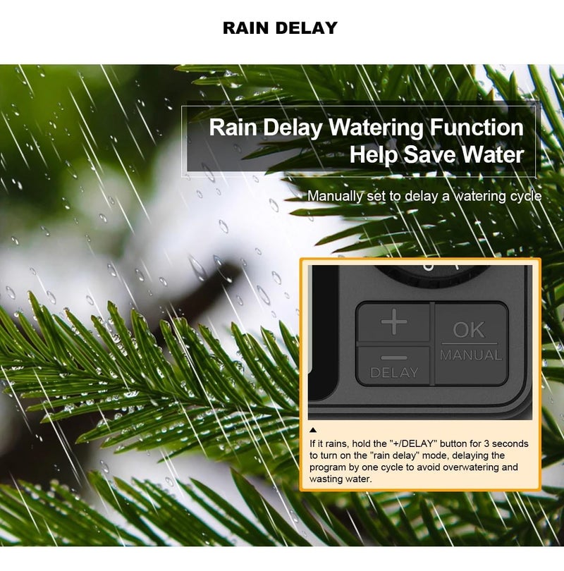 Pinolex Garden Automatic Irrigation Water Timer System Controller Drip Irrigation Water Timer Digital Fully Automatic Programmable Dripper Dial Button Operation Timer - Image 3