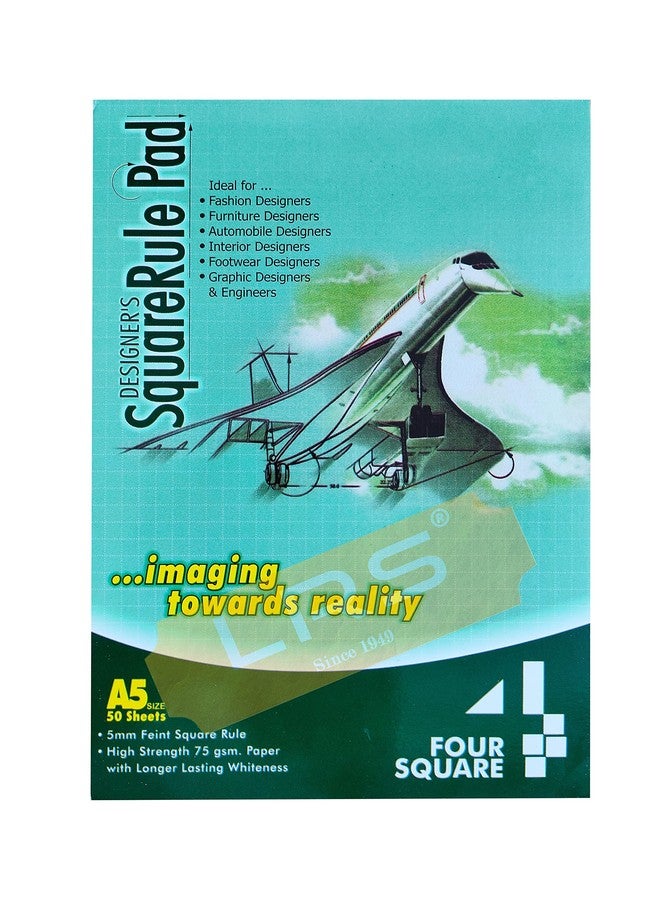 LRS Square Grid Ruled Pad - A5 Size - 50 Sheets(100 Pages Front/Back) - 75 GSM Thick Paper - Top Glued (1) - Image 1