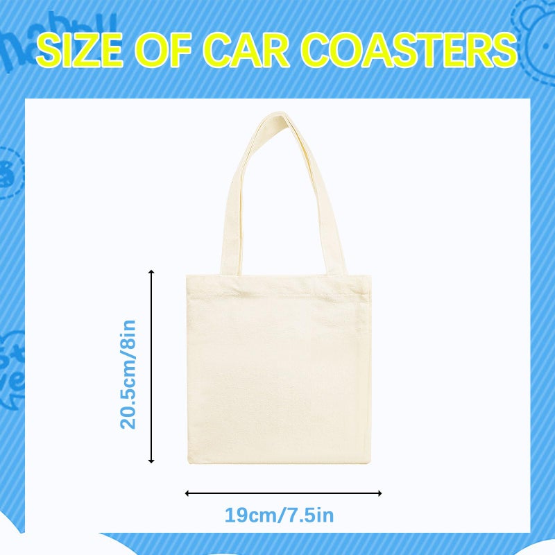 OKBA 20 Pcs 8X7.5 Inch Sublimation mini tote bags ï¼ŒBlank Canvas Tote Bags Reusable Grocery Bags, small tote bags for kids DIY Sack Goody Bag for Party Event Bag -Beige - Image 3