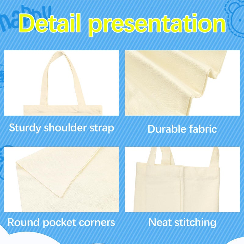 OKBA 20 Pcs 8X7.5 Inch Sublimation mini tote bags ï¼ŒBlank Canvas Tote Bags Reusable Grocery Bags, small tote bags for kids DIY Sack Goody Bag for Party Event Bag -Beige - Image 4