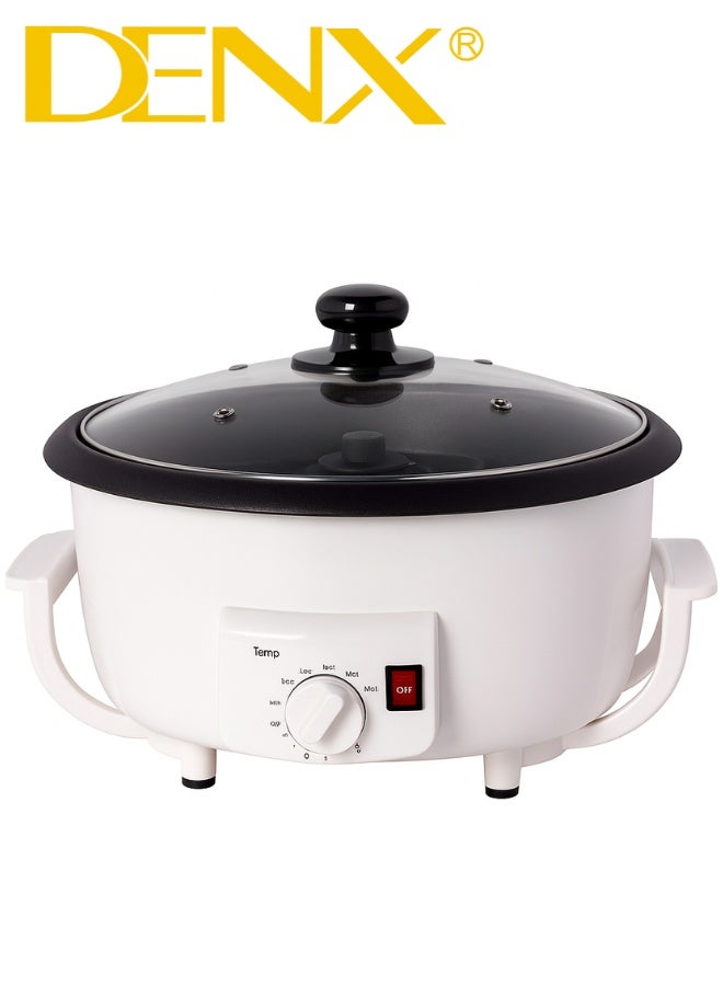 Denx DENX DX3422 Electric Coffee Roaster and Popcorn Maker – 800W Power, 2L Capacity with Transparent Glass Lid and Adjustable Temperature Control – Ideal for Home Roasting of Coffee Beans, Making Popcorn and Nuts with Ease  - Image 2