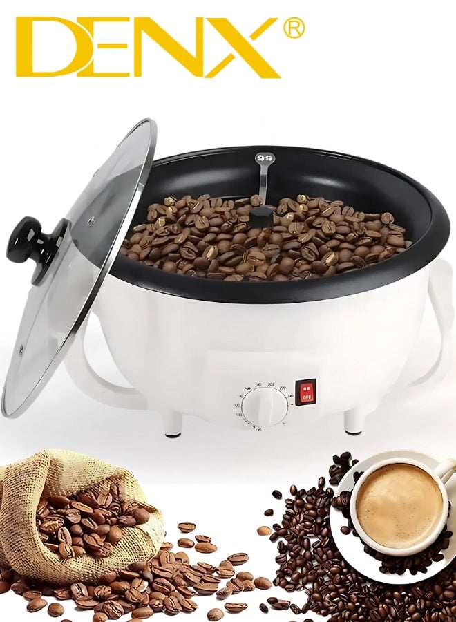 Denx DENX DX3422 Electric Coffee Roaster and Popcorn Maker – 800W Power, 2L Capacity with Transparent Glass Lid and Adjustable Temperature Control – Ideal for Home Roasting of Coffee Beans, Making Popcorn and Nuts with Ease  - Image 1