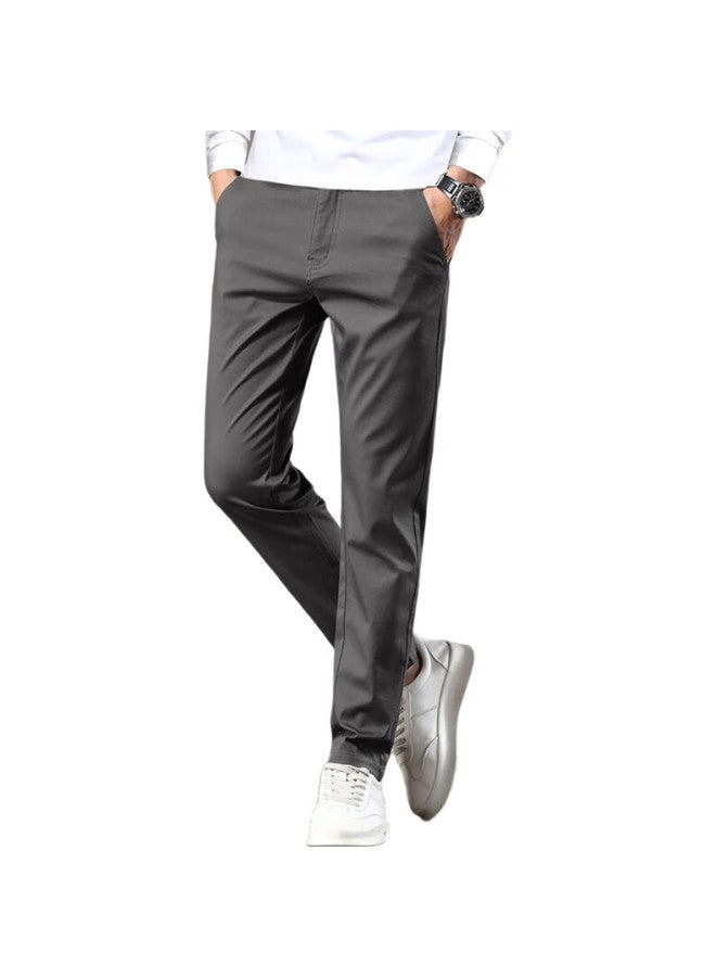 ROMON Casual Pants For Men, Loose Fit, Spring Straight-Leg Trousers, Versatile Business Pants For Men, Dark Gray, Size 32 - Image 2