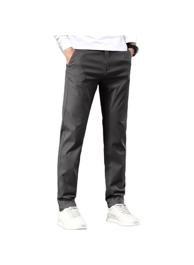 ROMON Casual Pants For Men, Loose Fit, Spring Straight-Leg Trousers, Versatile Business Pants For Men, Dark Gray, Size 32 - Image 1