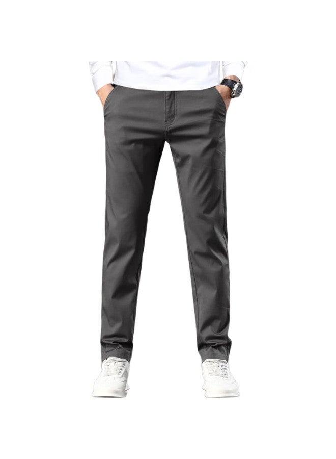 ROMON Casual Pants For Men, Loose Fit, Spring Straight-Leg Trousers, Versatile Business Pants For Men, Dark Gray, Size 32 - Image 3
