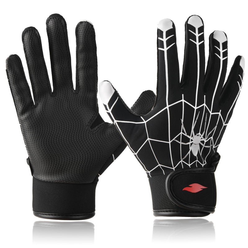 RSPGO Kids Baseball Softball Batting Gloves for Youth Boys with Stretch Fit Spider Black ML - Image 2
