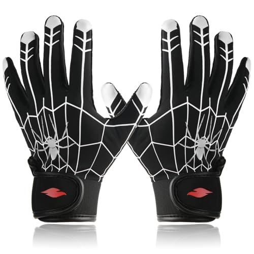 RSPGO Kids Baseball Softball Batting Gloves for Youth Boys with Stretch Fit Spider Black ML - Image 3