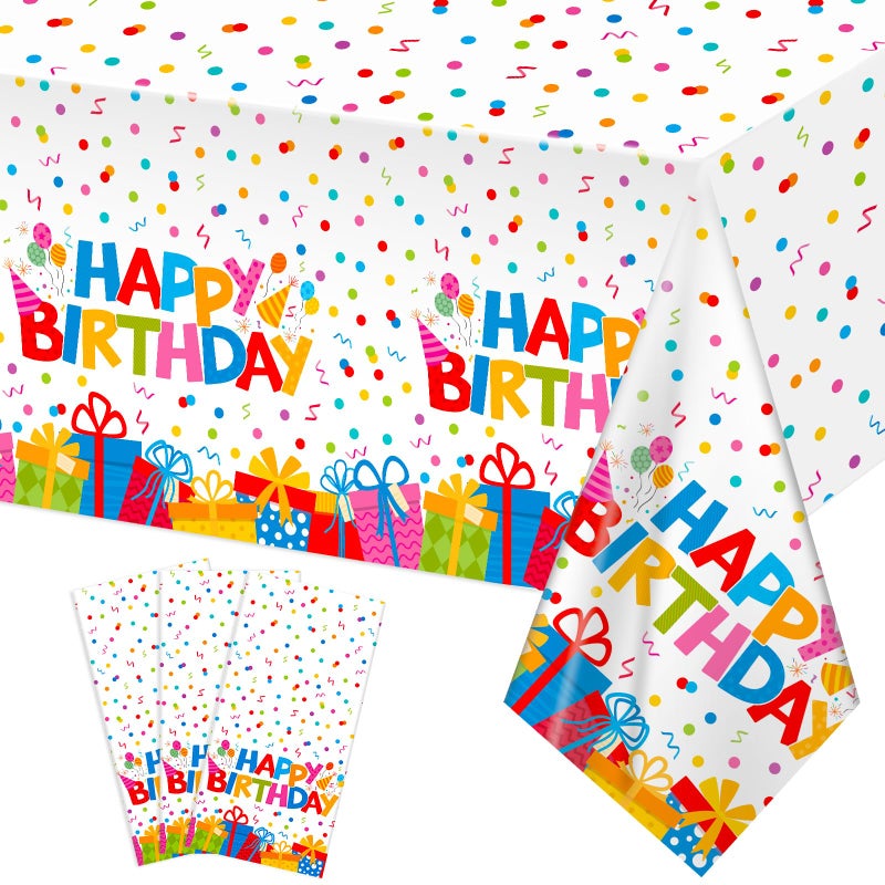 NatNarr 3 Pack Plastic Birthday Tablecloth 54 x 108 Inch Disposable PE Happy Birthday Tablecloth Waterproof Rectangle Birthdays Party Table Cover for Birthdays Party Decorations - Image 2