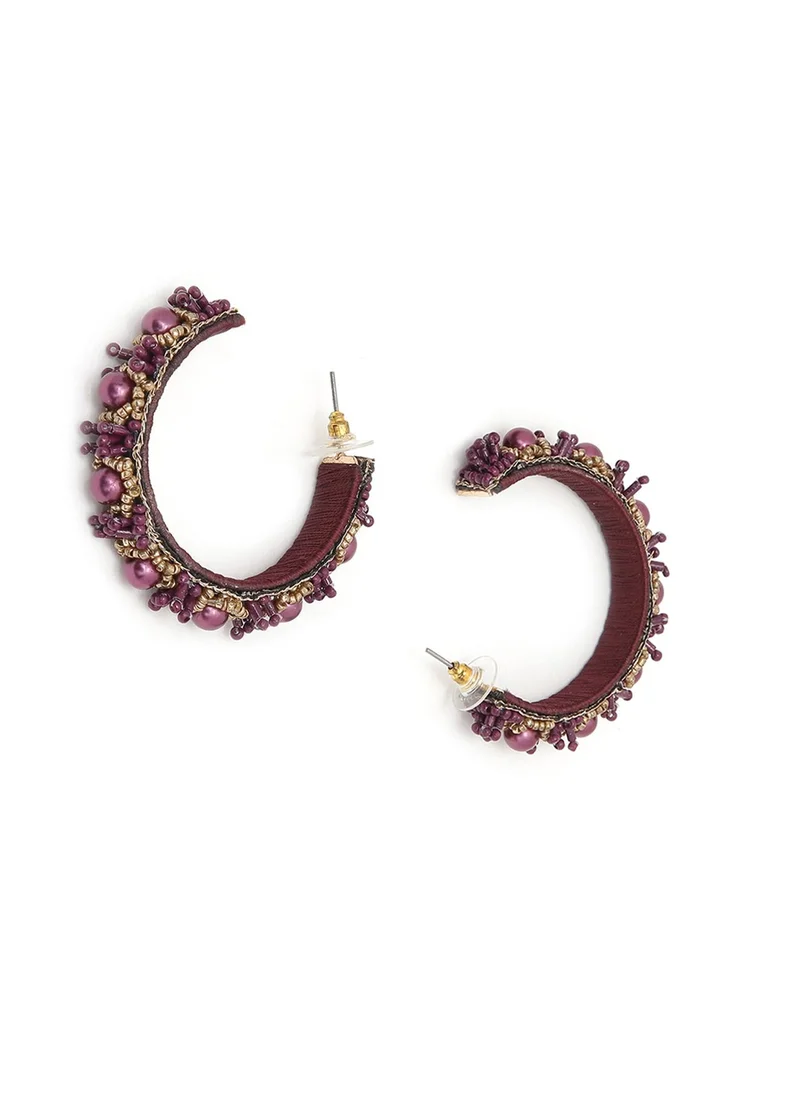 SOHI Red Contemporary Half Hoop Earrings