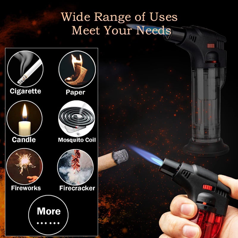 XQBBIDM Torch Lighter, 3 Pack of Jet Flame Lighter Refillable Gas Butane Lighter Windproof Lighters Jet Butane Lighter for Candle, Campfire, Kitchen,Grill, Camping(without Butane) - Image 2