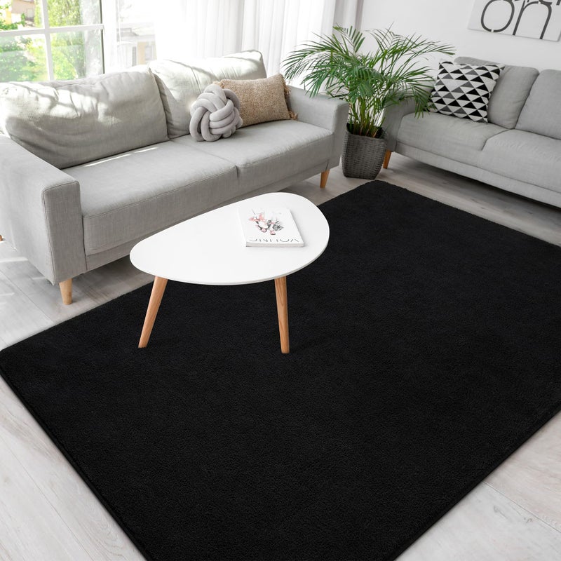 B BENRON Soft Rugs for Living Room 4x6 Black, Minimalist Area Rug for Bedroom Nursery Dining Table Dorm, Throw Rugs for Men Boys Girls Kids Room Indoor Floor Carpets - Image 1