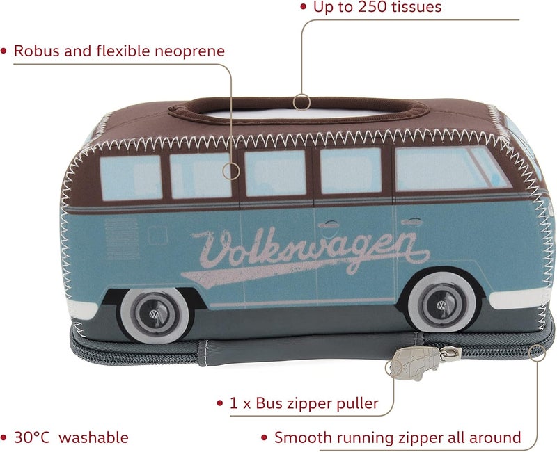 BRISA VW Collection  BRISA VW Collection  Volkswagen Neoprene HolderDispenser for Paper Tissues Cosmetic Tissues or Napkins in T1 Bus Campervan Design PetrolBrown - Image 2