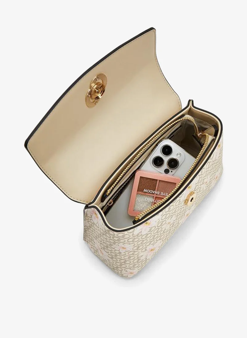 Celeste BEIGE Monogram Print Crossbody Bag With Detachable Strap for Women | Best Price UAE