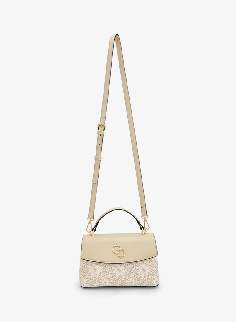 Celeste BEIGE Monogram Print Crossbody Bag With Detachable Strap for Women | Best Price UAE
