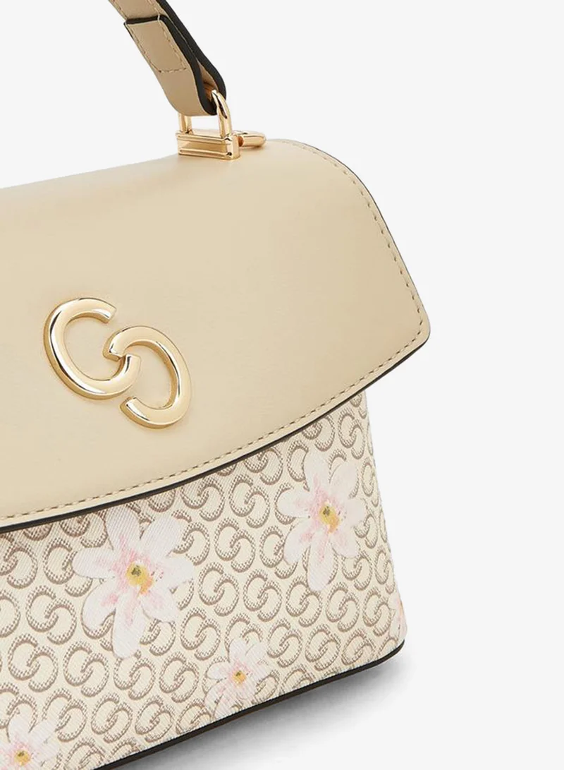 Celeste BEIGE Monogram Print Crossbody Bag With Detachable Strap for Women | Best Price UAE