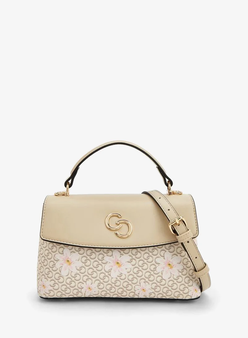Monogram Print Crossbody Bag With Detachable Strap