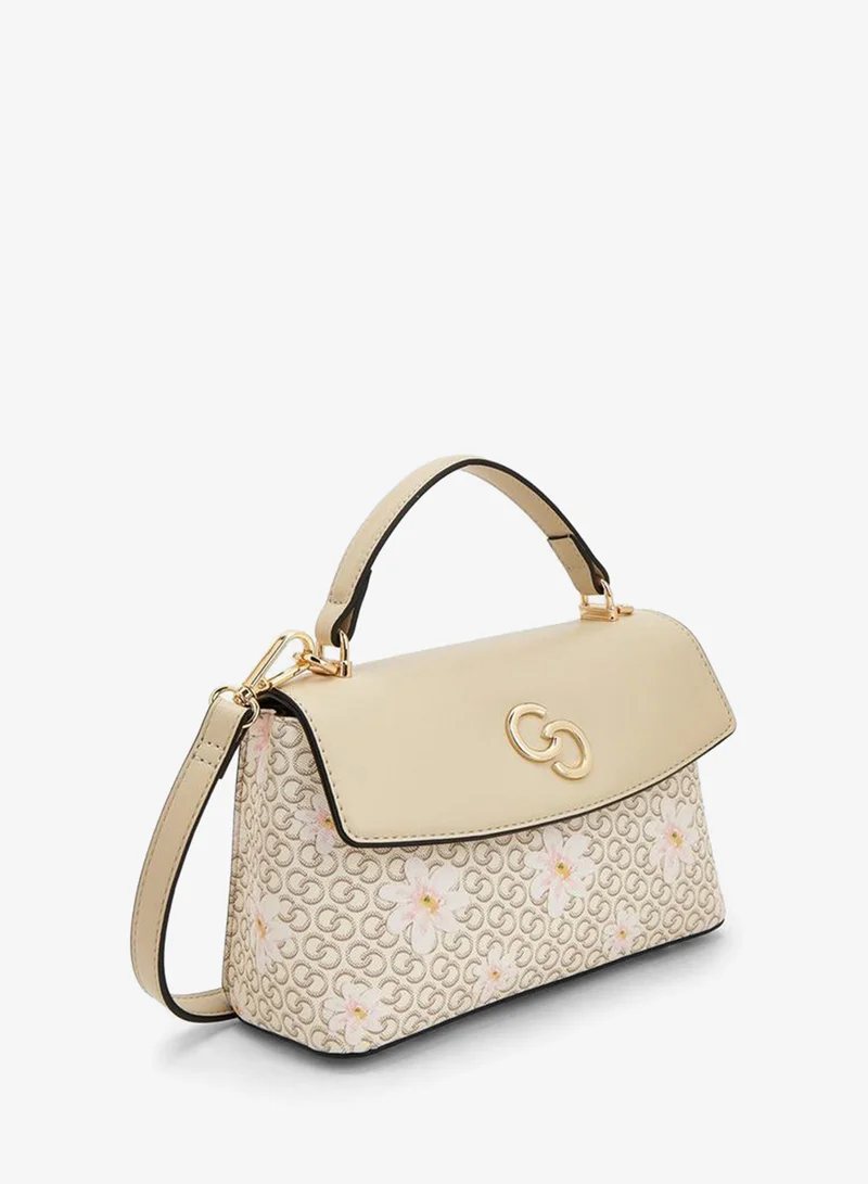 Celeste BEIGE Monogram Print Crossbody Bag With Detachable Strap for Women | Best Price UAE