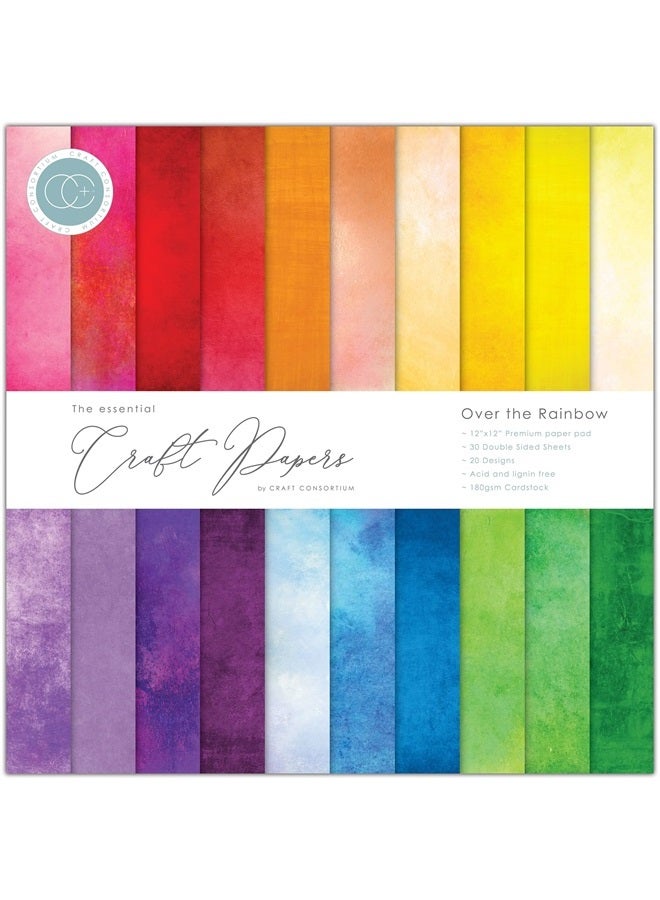 CRAFT CONSORTIUM Double-Sided Paper Pad 12"X12" 30/Pkg-Over The Rainbow, 20 Designs - Image 1