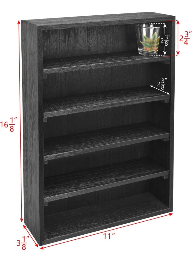 Wooden Wall-Mounted Display Shelf Rack, 5 Adjustable Shelves, 28x8x41cm, for Collectibles, Perfume & More - Image 4